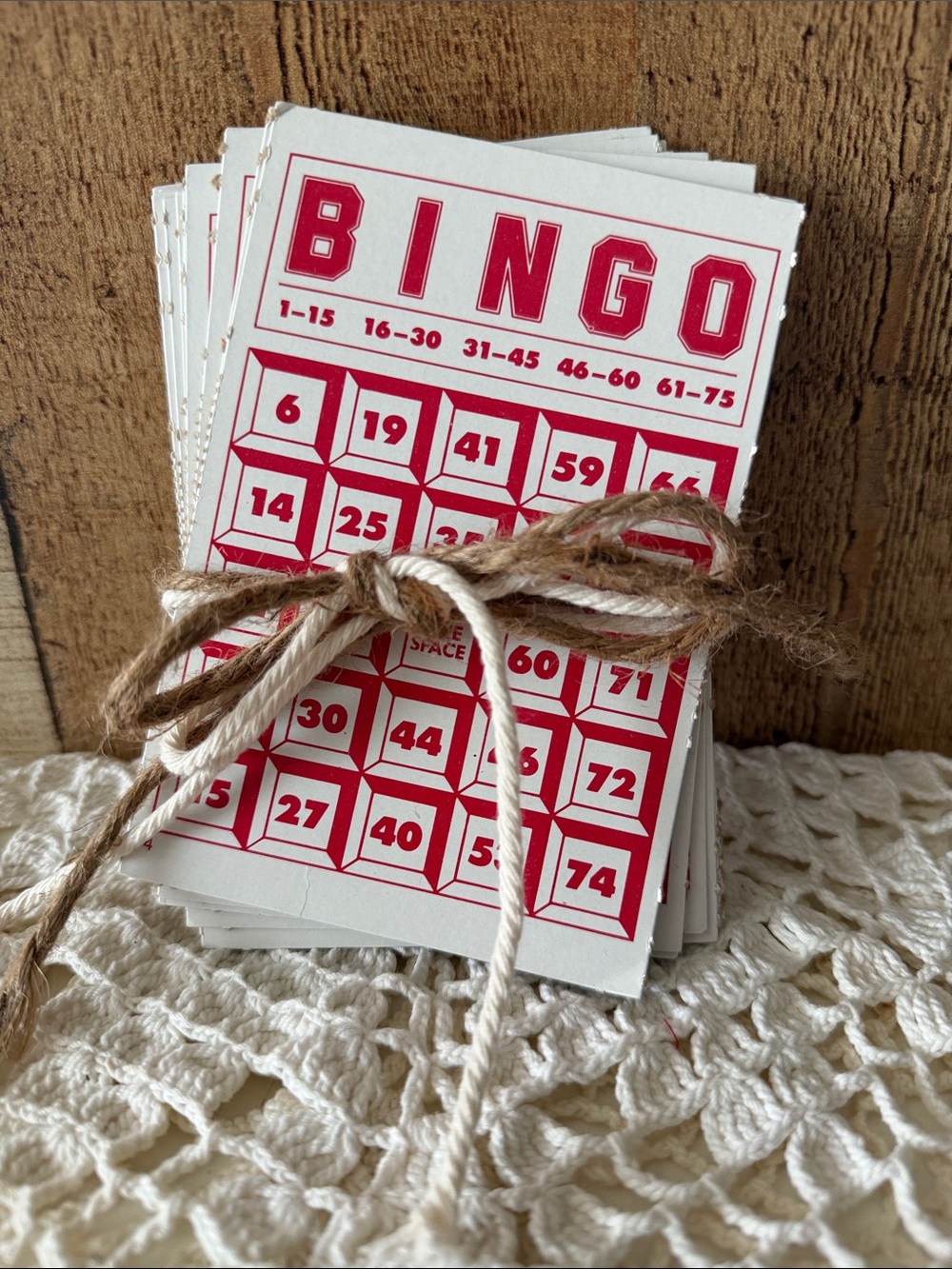 Vintage Red Bingo Game Cards Set of 13
